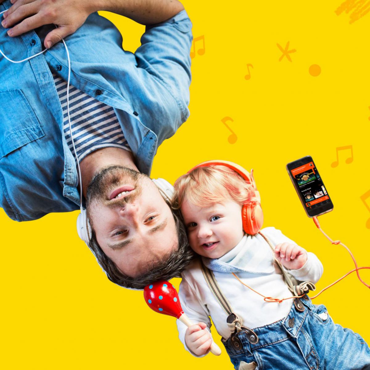 dad and baby listening to Kinderling Kids radio